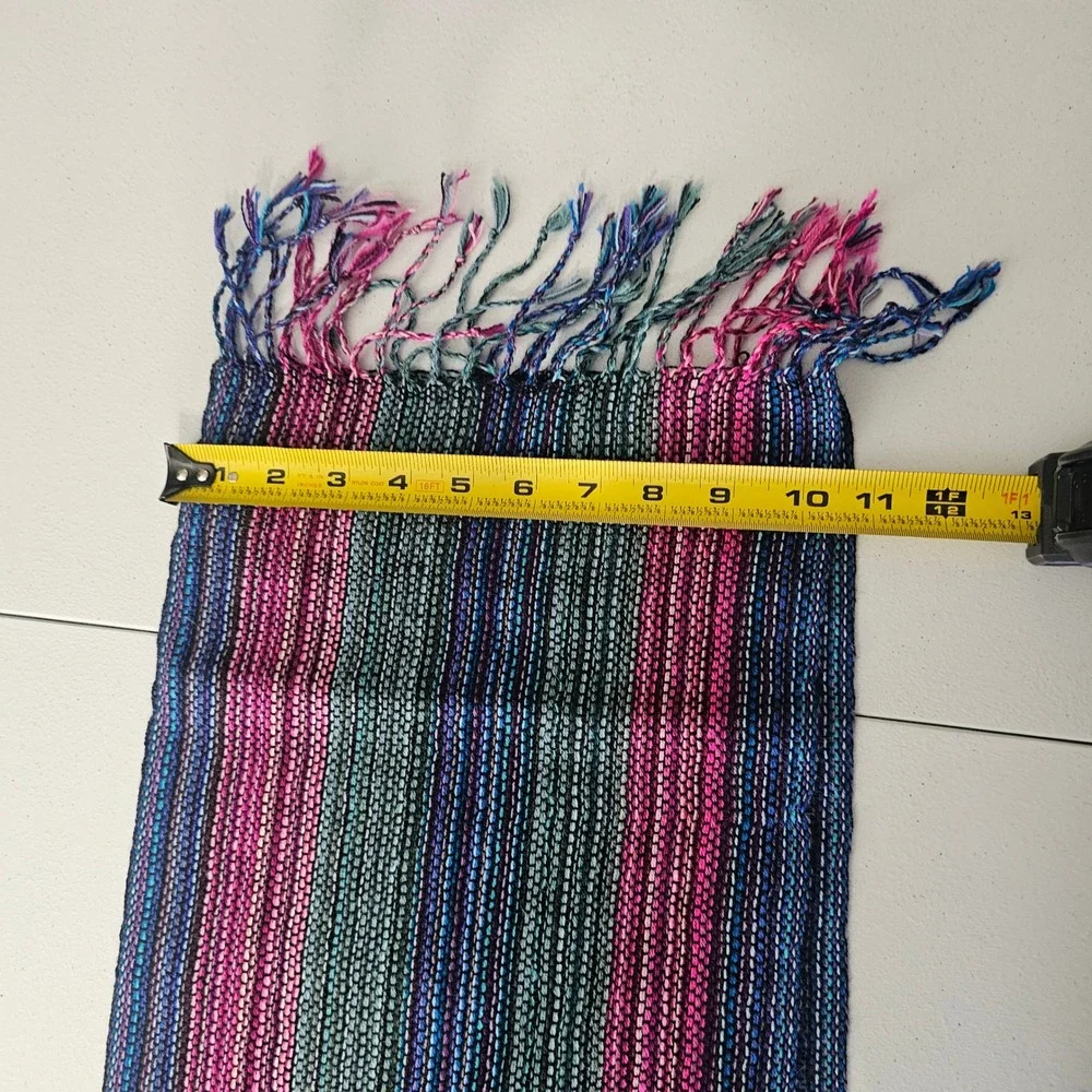 Jalsu Uma Alpaca Scarf OS Jewel Tones Multi Striped Artisan Boho Lightweight